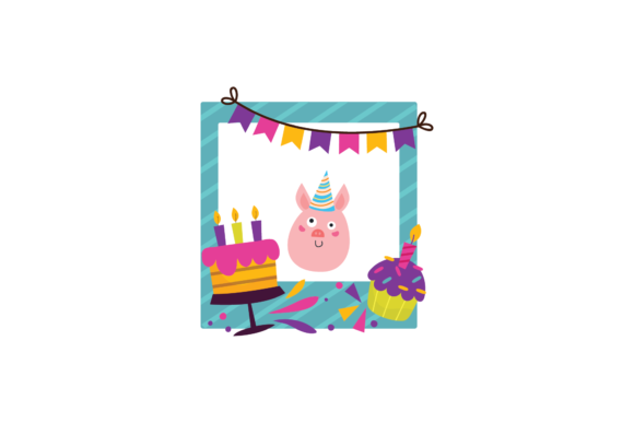 Birthday Frame Sticker Pig Animals Svg