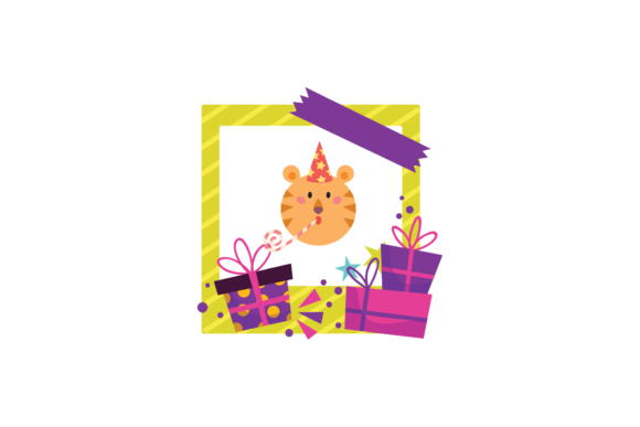 Birthday Frame Sticker Tiger Animals Svg