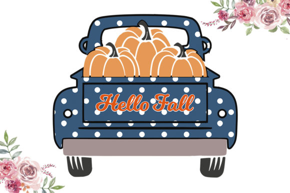 Blue Polka White Dot Pickup Truck SVG