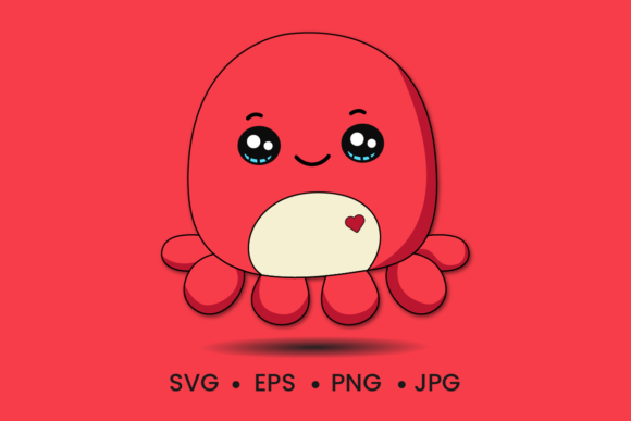 Cute Baby Octopus Clipart Vector Sticker