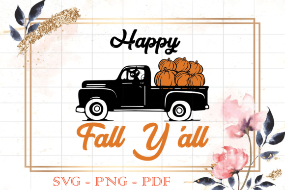 Happy Fall Yall Black Truck SVG