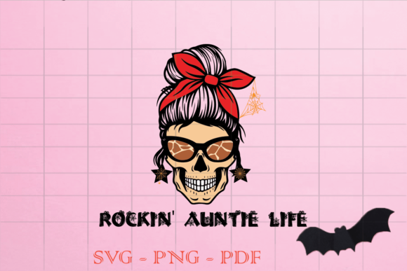 Rockin Auntie Life Skull Halloween SVG