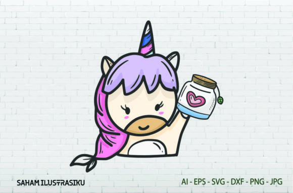 Unicorn, Cute Sticker - Diamond - Svg
